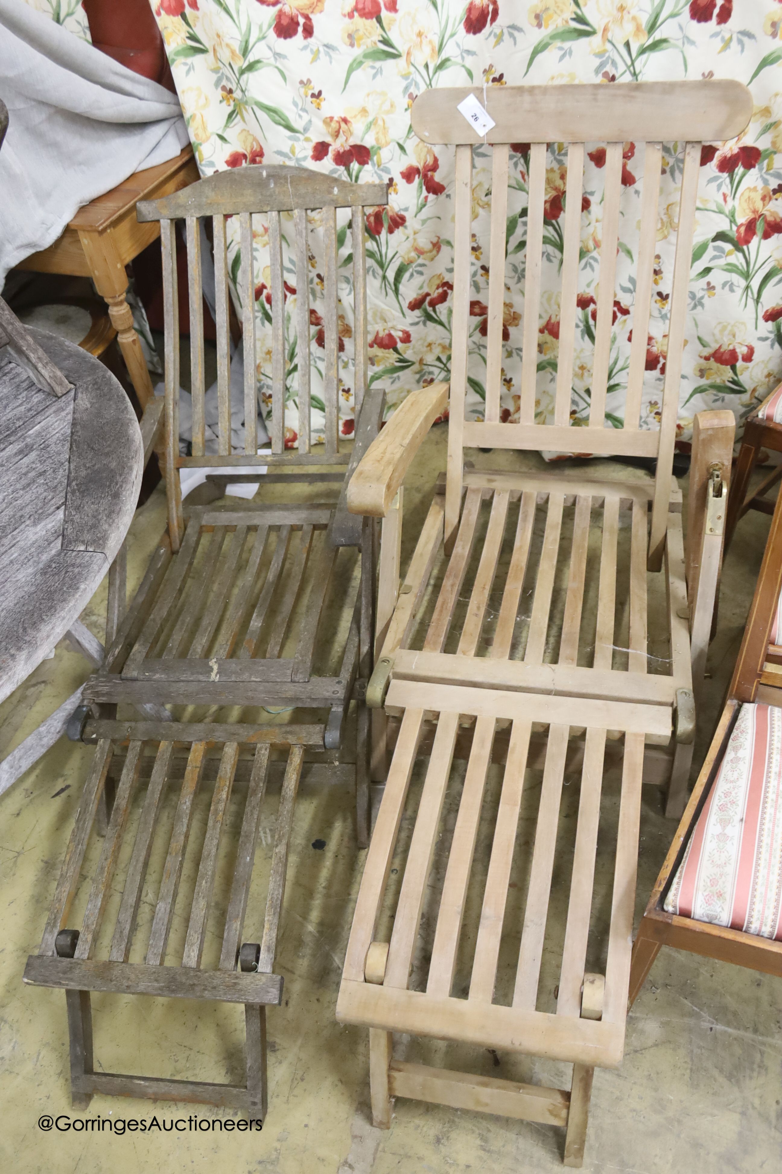 Two teak steamer chairs